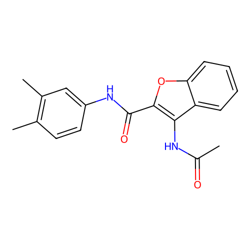 3-acetamido-N-(3,4-dimethylphenyl)benzofuran-2-carboxamide structure