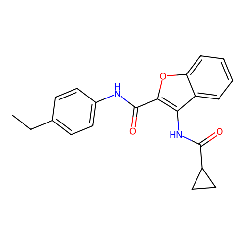 3-(cyclopropanecarboxamido)-N-(4-ethylphenyl)benzofuran-2-carboxamide structure