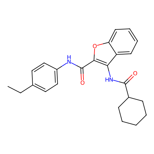 3-(cyclohexanecarboxamido)-N-(4-ethylphenyl)benzofuran-2-carboxamide structure