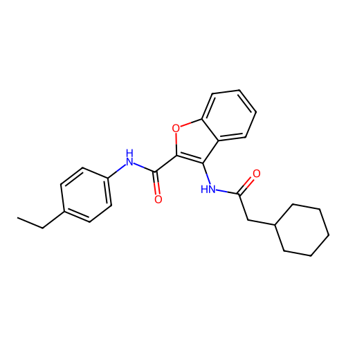 3-(2-cyclohexylacetamido)-N-(4-ethylphenyl)benzofuran-2-carboxamide structure