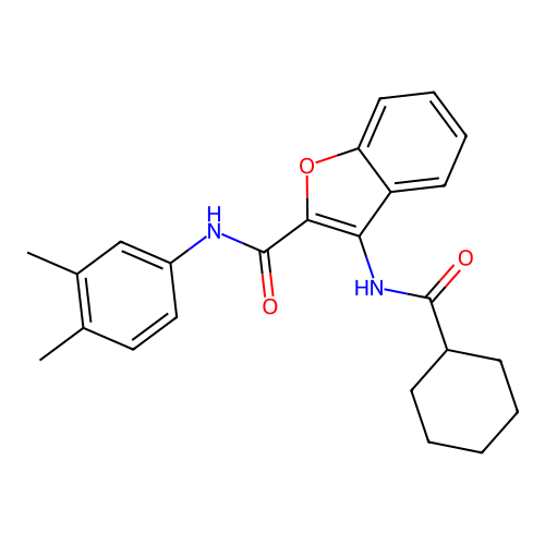 3-(cyclohexanecarboxamido)-N-(3,4-dimethylphenyl)benzofuran-2-carboxamide structure