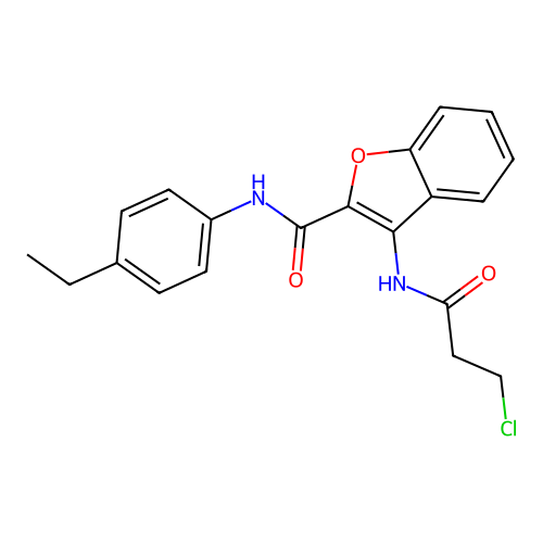 3-(3-chloropropanamido)-N-(4-ethylphenyl)benzofuran-2-carboxamide structure