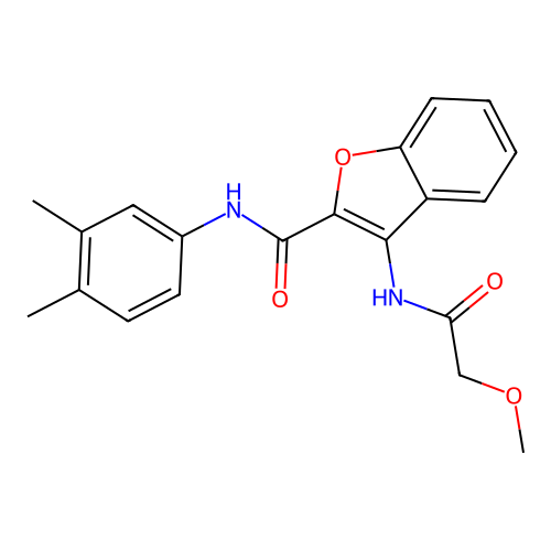 N-(3,4-dimethylphenyl)-3-(2-methoxyacetamido)benzofuran-2-carboxamide structure