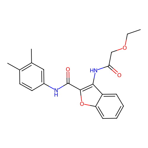 N-(3,4-dimethylphenyl)-3-(2-ethoxyacetamido)benzofuran-2-carboxamide structure