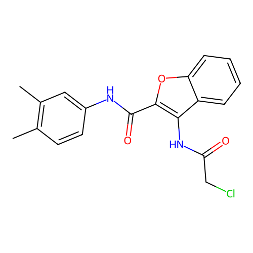 3-(2-chloroacetamido)-N-(3,4-dimethylphenyl)benzofuran-2-carboxamide structure