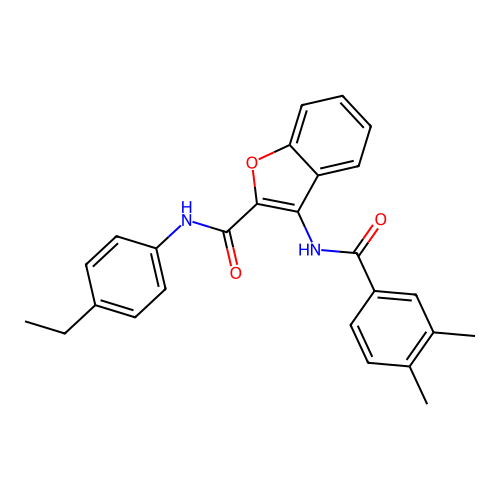 3-(3,4-dimethylbenzamido)-N-(4-ethylphenyl)benzofuran-2-carboxamide structure