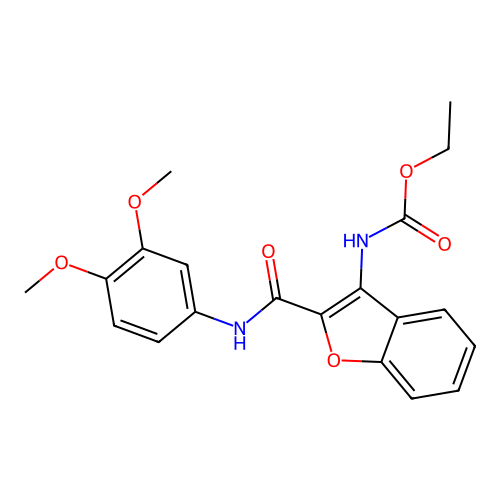 ethyl N-{2-[(3,4-dimethoxyphenyl)carbamoyl]-1-benzofuran-3-yl}carbamate structure