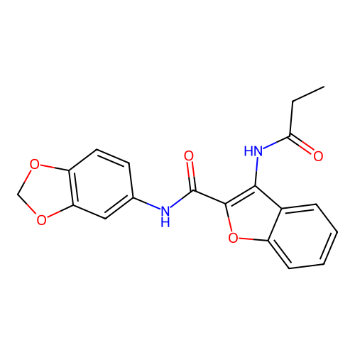 N-(benzo[d][1,3]dioxol-5-yl)-3-propionamidobenzofuran-2-carboxamide structure