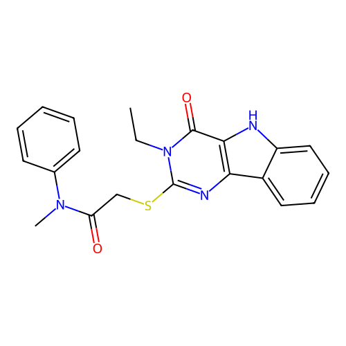 2-({3-ethyl-4-oxo-3H,4H,5H-pyrimido[5,4-b]indol-2-yl}sulfanyl)-N-methyl-N-phenylacetamide structure