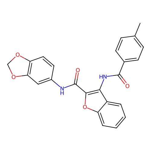 N-(1,3-benzodioxol-5-yl)-3-[(4-methylbenzoyl)amino]-1-benzofuran-2-carboxamide structure