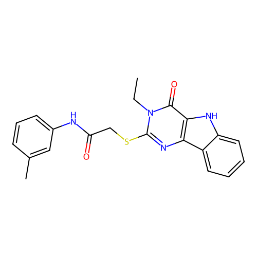 2-({3-ethyl-4-oxo-3H,4H,5H-pyrimido[5,4-b]indol-2-yl}sulfanyl)-N-(3-methylphenyl)acetamide structure