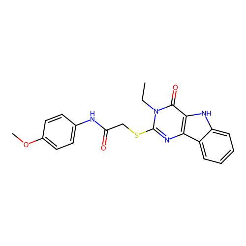 2-({3-ethyl-4-oxo-3H,4H,5H-pyrimido[5,4-b]indol-2-yl}sulfanyl)-N-(4-methoxyphenyl)acetamide structure
