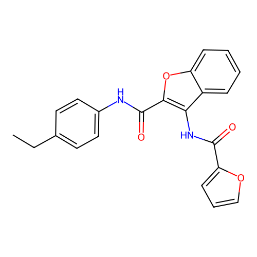 N-(4-ethylphenyl)-3-(furan-2-carboxamido)benzofuran-2-carboxamide structure