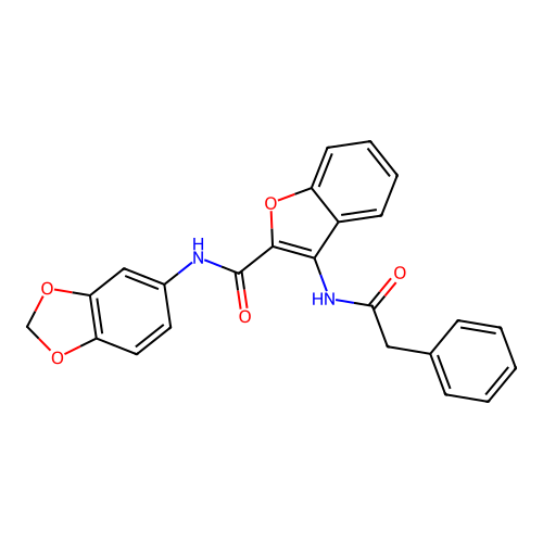 N-(benzo[d][1,3]dioxol-5-yl)-3-(2-phenylacetamido)benzofuran-2-carboxamide structure