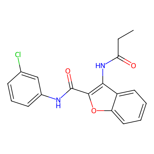 N-(3-chlorophenyl)-3-propionamidobenzofuran-2-carboxamide structure