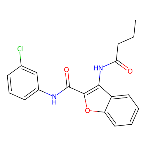 3-butyramido-N-(3-chlorophenyl)benzofuran-2-carboxamide structure