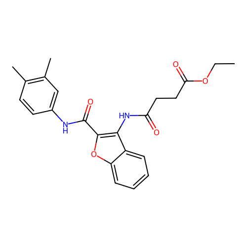 Ethyl 4-((2-((3,4-dimethylphenyl)carbamoyl)benzofuran-3-yl)amino)-4-oxobutanoate structure