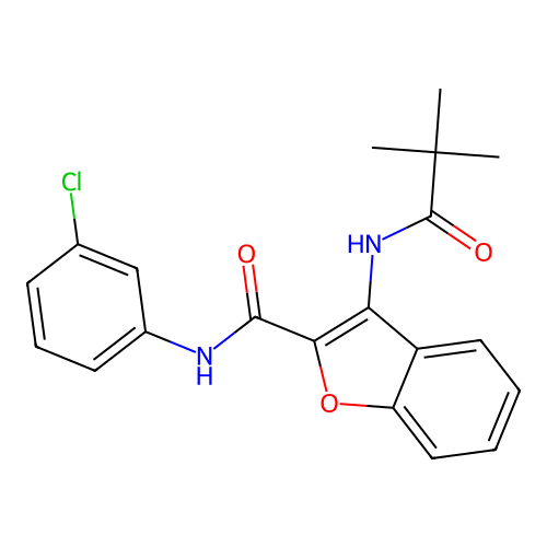 N-(3-chlorophenyl)-3-pivalamidobenzofuran-2-carboxamide structure