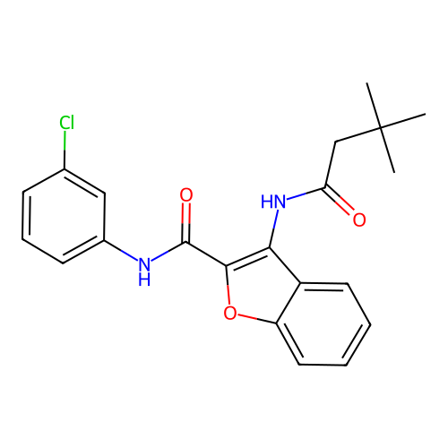 N-(3-chlorophenyl)-3-(3,3-dimethylbutanamido)benzofuran-2-carboxamide structure