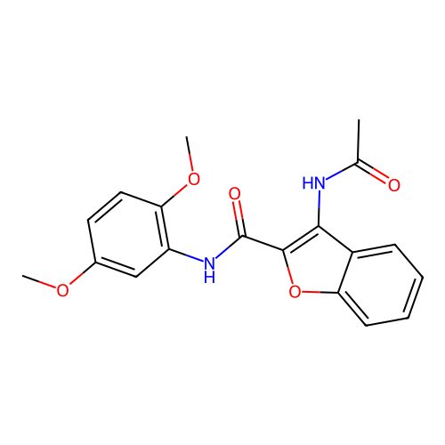 3-acetamido-N-(2,5-dimethoxyphenyl)benzofuran-2-carboxamide structure