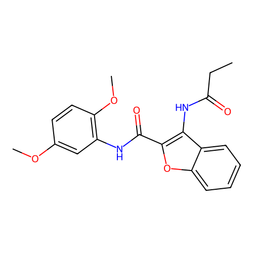 N-(2,5-dimethoxyphenyl)-3-propionamidobenzofuran-2-carboxamide structure