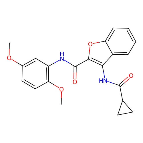 3-(cyclopropanecarboxamido)-N-(2,5-dimethoxyphenyl)benzofuran-2-carboxamide structure