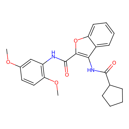 3-(cyclopentanecarboxamido)-N-(2,5-dimethoxyphenyl)benzofuran-2-carboxamide structure