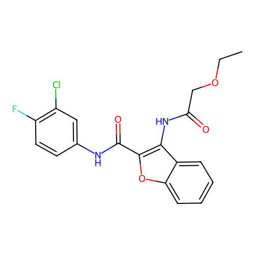 N-(3-chloro-4-fluorophenyl)-3-(2-ethoxyacetamido)-1-benzofuran-2-carboxamide structure