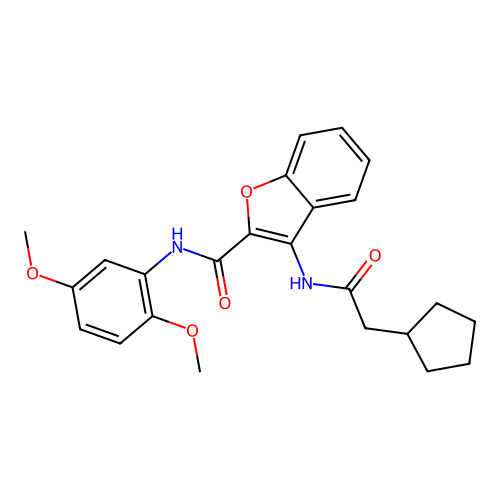 3-(2-cyclopentylacetamido)-N-(2,5-dimethoxyphenyl)benzofuran-2-carboxamide structure