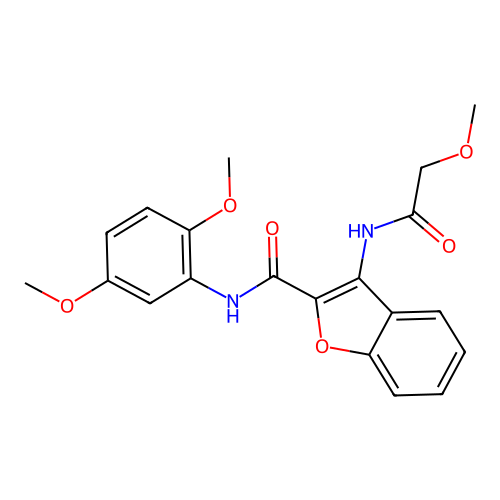 N-(2,5-dimethoxyphenyl)-3-(2-methoxyacetamido)benzofuran-2-carboxamide structure