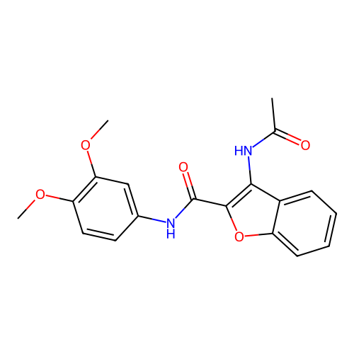 3-acetamido-N-(3,4-dimethoxyphenyl)benzofuran-2-carboxamide structure