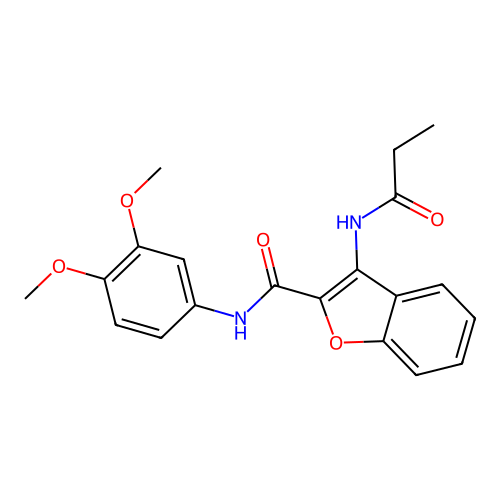 N-(3,4-dimethoxyphenyl)-3-propionamidobenzofuran-2-carboxamide structure