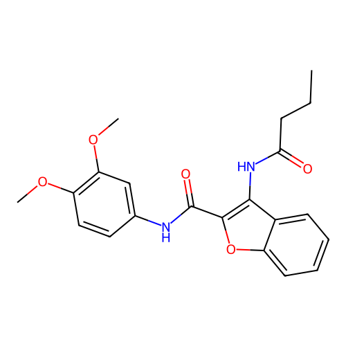 3-butyramido-N-(3,4-dimethoxyphenyl)benzofuran-2-carboxamide structure