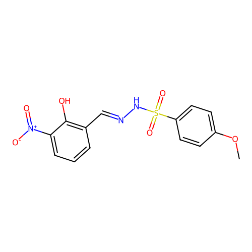 N-[(2-hydroxy-3-nitrophenyl)methylideneamino]-4-methoxybenzenesulfonamide structure