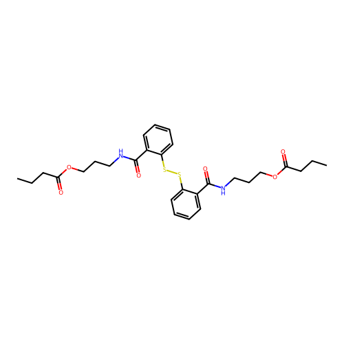 Butanoic acid, dithiobis(2,1-phenylenecarbonylimino-3,1-propanediyl) ester structure