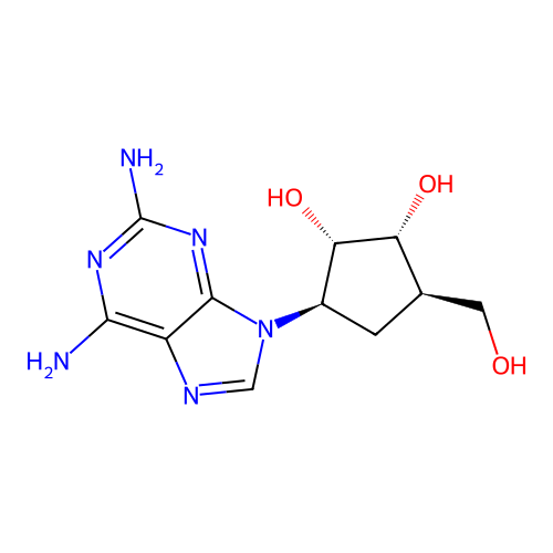 (1R,2S,3R,5R)-3-(2,6-diaminopurin-9-yl)-5-(hydroxymethyl)cyclopentane-1,2-diol structure