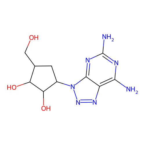 3-(5,7-diamino-3h-[1,2,3]triazolo[4,5-d]pyrimidin-3-yl)-5-(hydroxymethyl)cyclopentane-1,2-diol structure