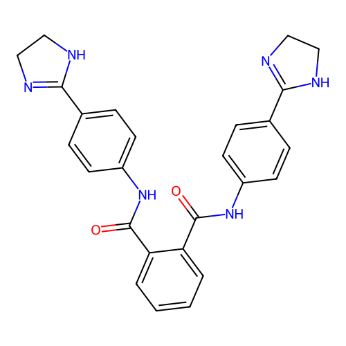Benzenedicarboxamide, N,N'-bis(4-(4,5-dihydro-1H-imidazol-2-yl)phenyl)- structure