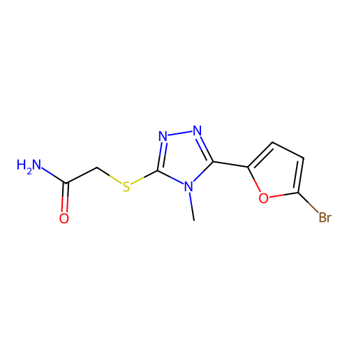 2-[[5-(5-Bromofuran-2-yl)-4-methyl-1,2,4-triazol-3-yl]sulfanyl]acetamide structure