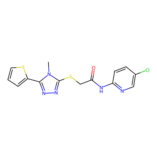 N-(5-chloropyridin-2-yl)-2-[(4-methyl-5-thiophen-2-yl-1,2,4-triazol-3-yl)sulfanyl]acetamide structure