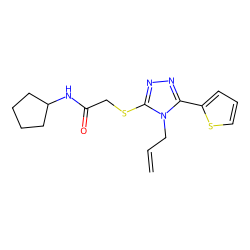 N-cyclopentyl-2-[(4-prop-2-enyl-5-thiophen-2-yl-1,2,4-triazol-3-yl)sulfanyl]acetamide structure