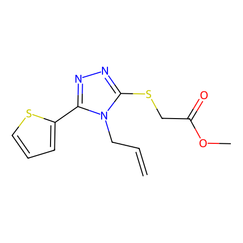 Methyl 2-(4-prop-2-enyl-5-(2-thienyl)-1,2,4-triazol-3-ylthio)acetate structure