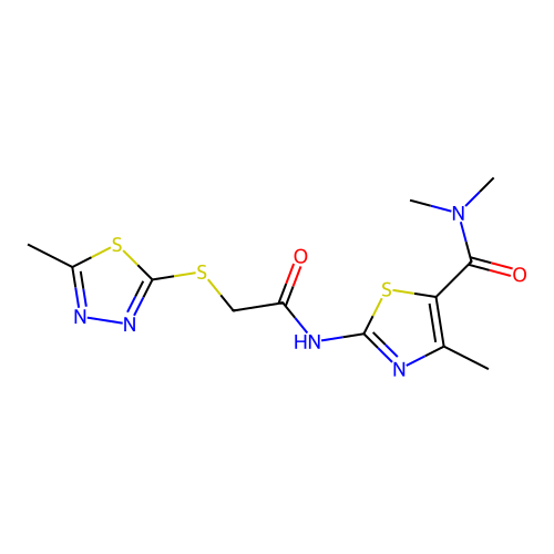 N,N,4-trimethyl-2-({[(5-methyl-1,3,4-thiadiazol-2-yl)sulfanyl]acetyl}amino)-1,3-thiazole-5-carboxamide structure