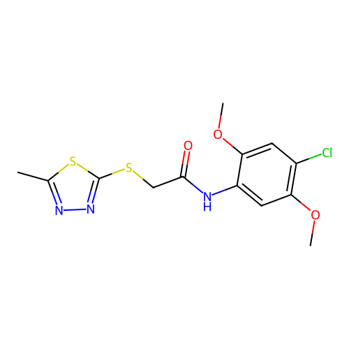 N-(4-chloro-2,5-dimethoxyphenyl)-2-[(5-methyl-1,3,4-thiadiazol-2-yl)sulfanyl]acetamide structure