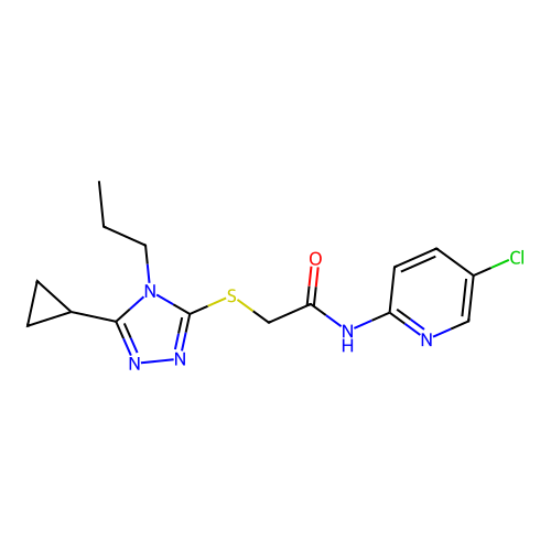 N-(5-chloropyridin-2-yl)-2-[(5-cyclopropyl-4-propyl-1,2,4-triazol-3-yl)sulfanyl]acetamide structure