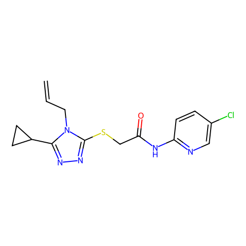 N-(5-chloropyridin-2-yl)-2-[(5-cyclopropyl-4-prop-2-enyl-1,2,4-triazol-3-yl)sulfanyl]acetamide structure
