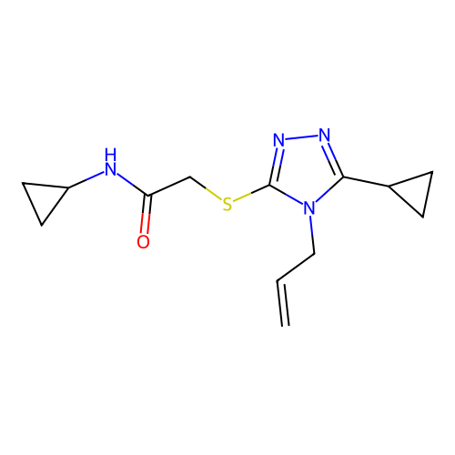 N-cyclopropyl-2-[(5-cyclopropyl-4-prop-2-enyl-1,2,4-triazol-3-yl)sulfanyl]acetamide structure