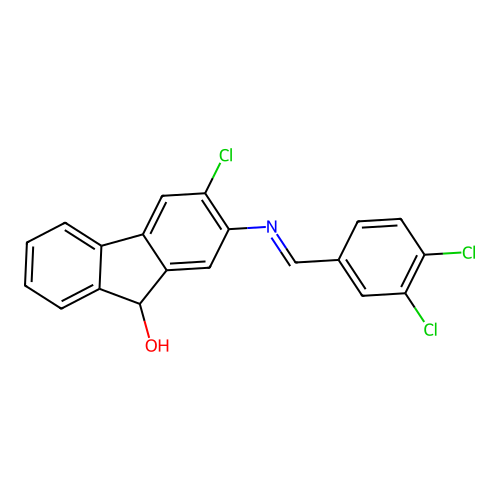 3-Chloro-2-{[(e)-(3,4-dichlorophenyl)methylidene]amino}-9h-fluoren-9-ol structure