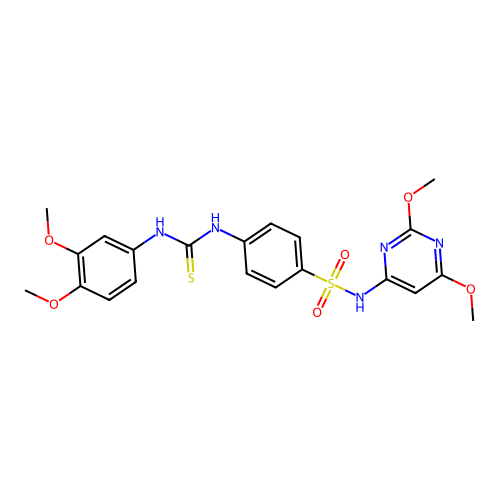 1-(3,4-dimethoxyphenyl)-3-[4-[(2,6-dimethoxypyrimidin-4-yl)sulfamoyl]phenyl]thiourea structure