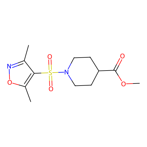 Methyl 1-[(3,5-dimethyl-1,2-oxazol-4-yl)sulfonyl]piperidine-4-carboxylate structure